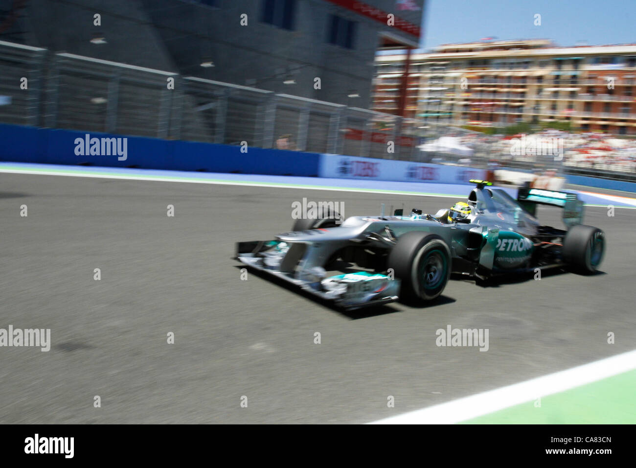European Grand Prix - Formula One - F1 - Valencia, Spain - 24/06/2012 - Sunday, Race - Nico Rosberg, Mercedes, during the warming lap Stock Photo