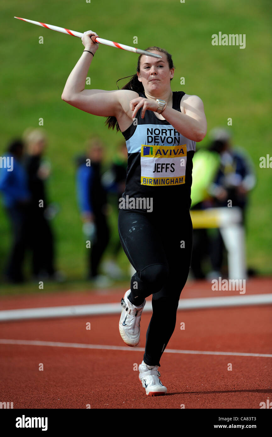 24.06.2012 Birmingham, England. AVIVA 2012 Athletics, Olympic Trials. Izzy Jeffs Women's Javelin