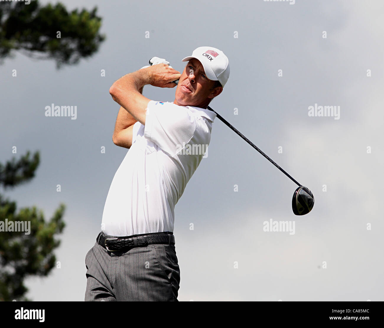 25.06.2012. Sunningdale, Berkshire, England.  Australian Richard Green teeing off during the International Final Qualifying for the Open Championship at Sunningdale Golf Club, Berkshire, England - Monday 25th June 2012 (Photo by Ian Bines for Actionplus Sport) Stock Photo