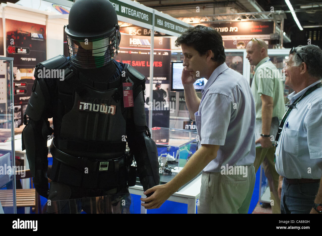 A mannequin wearing body armor displayed at Combat 2012 trade fair. Tel