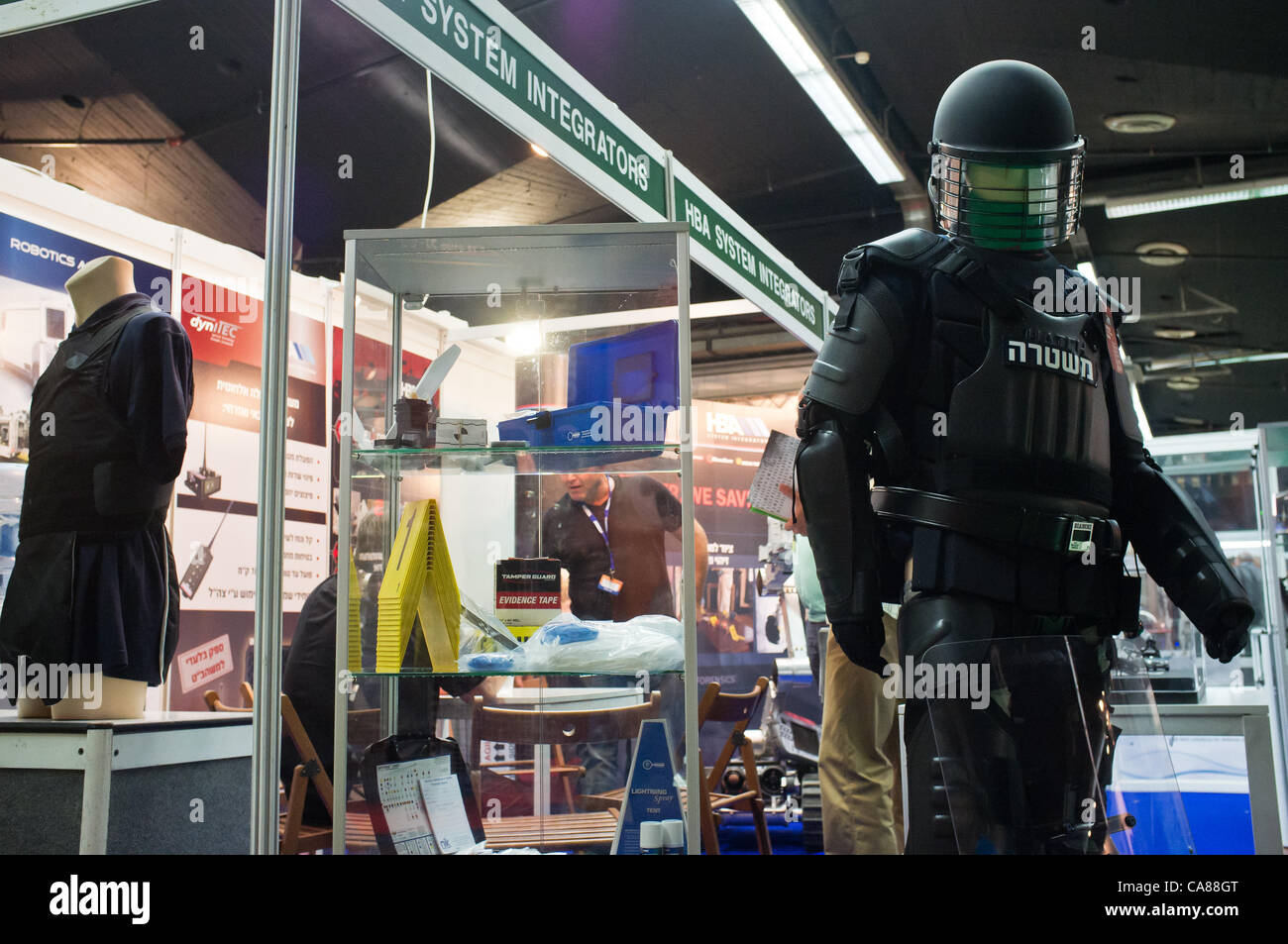 A mannequin wearing body armor displayed at Combat 2012 trade fair. Tel