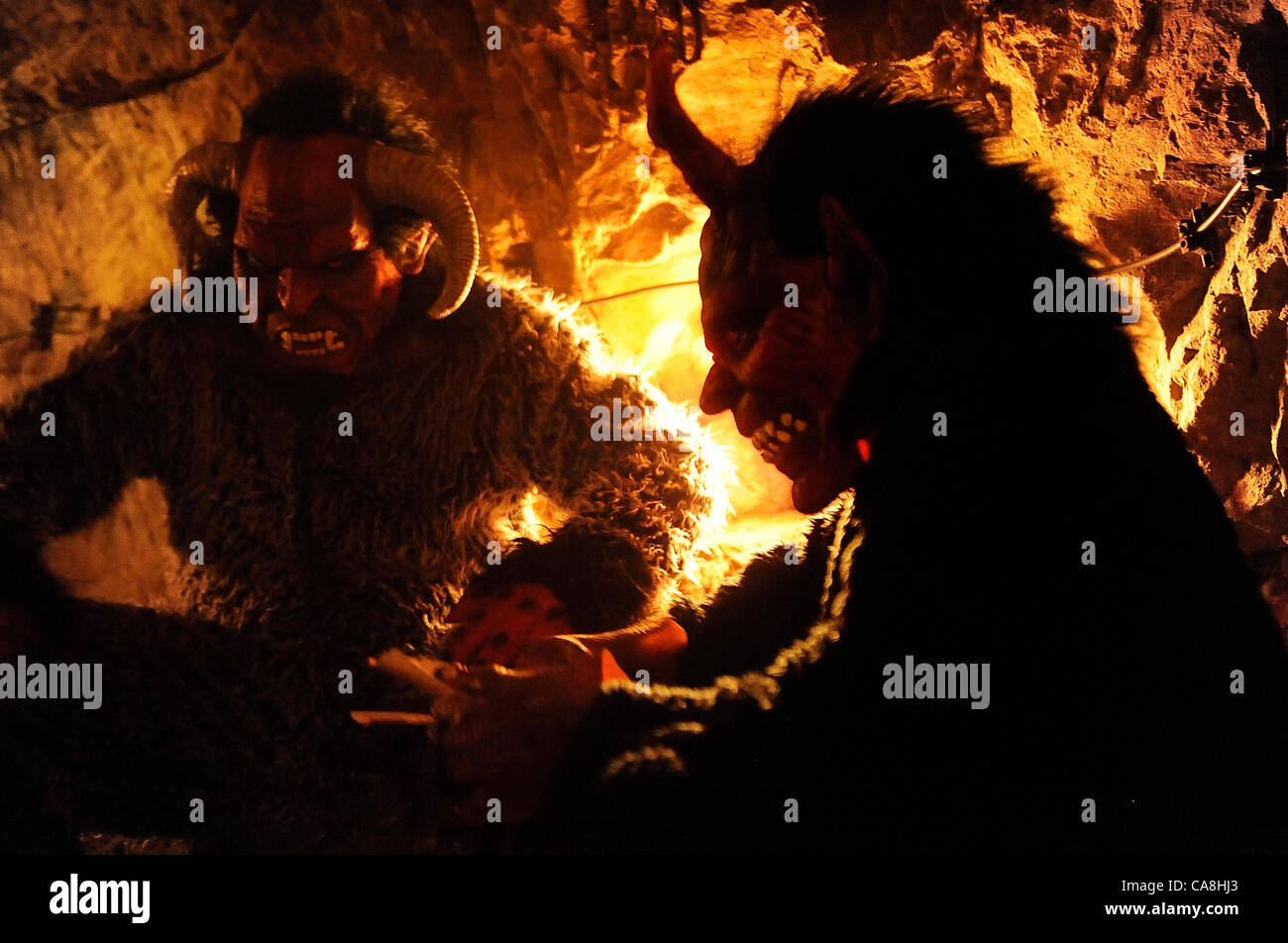 Devil Is Seen In The Underground Catacombs Which Turned Into The Hell For Adults As Well For Kids On December 2 11 Jihlava Czech Republic Visitors Met In The Catacombs Devils Who