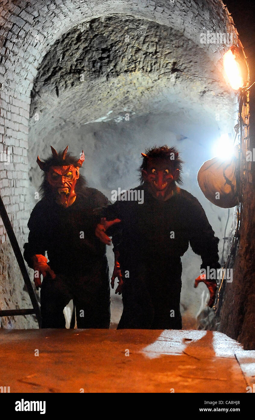 Devil Is Seen In The Underground Catacombs Which Turned Into The Hell For Adults As Well For Kids On December 2 11 Jihlava Czech Republic Visitors Met In The Catacombs Devils Who