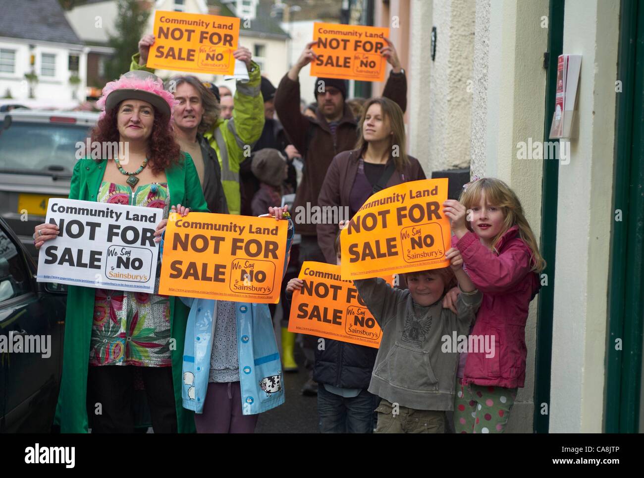 Locals in Bovey Tracey Devon protest against the sale of community
