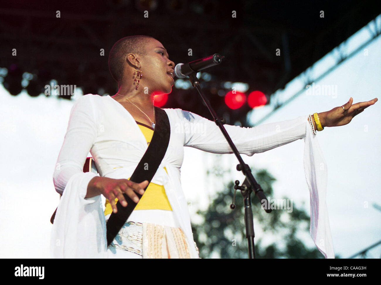 May 2, 2003; Atlanta, GA USA; Musician INDIA. ARIE performs live as her 2003 Tour makes a stop at the Music Midtown Festival located in Atlanta.  Mandatory Credit: Photo by Jason Moore (©) Copyright 2003 by Jason Moore Stock Photo