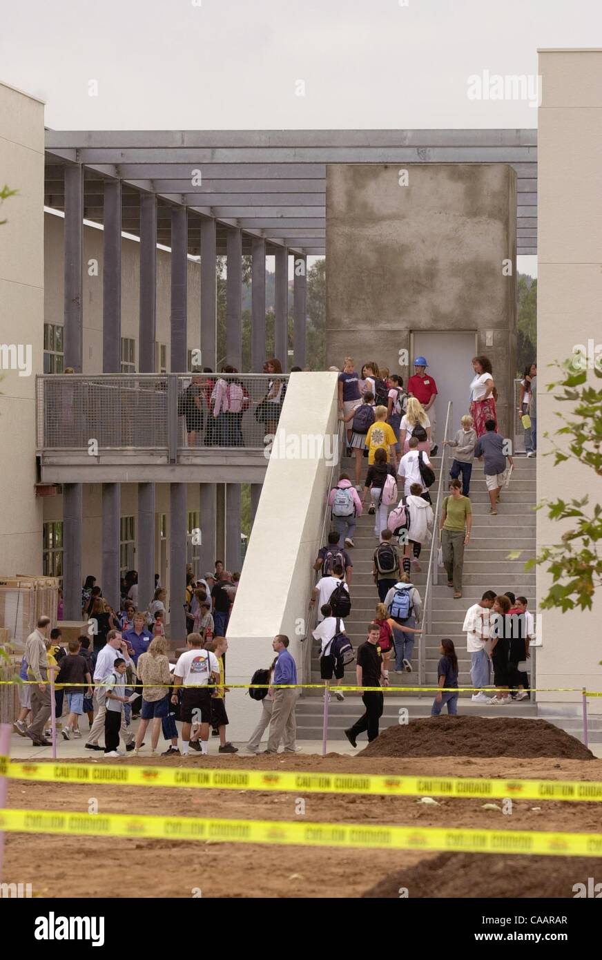 (PUBLISHED 08/24/2004, B-1, UTS1827524) Students make their way up and down the large main stairway leading to the second classroom area of the new school.  U/T photo CHARLIE NEUMAN Stock Photo