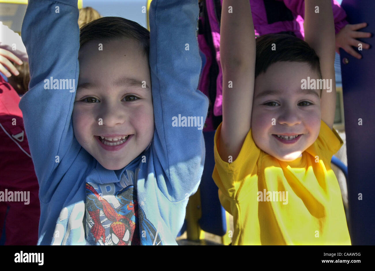 Kindergartners Dennis Carter, left, and Dennis Carter are one set of