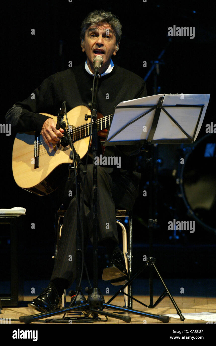 Brazilian music legend singer/songwriter Caetano Veloso performing at the Carnegie Hall on April, 16 2004 in Manhattan. Photo Credit: Mariela Lombard/ZUMA Press. Stock Photo