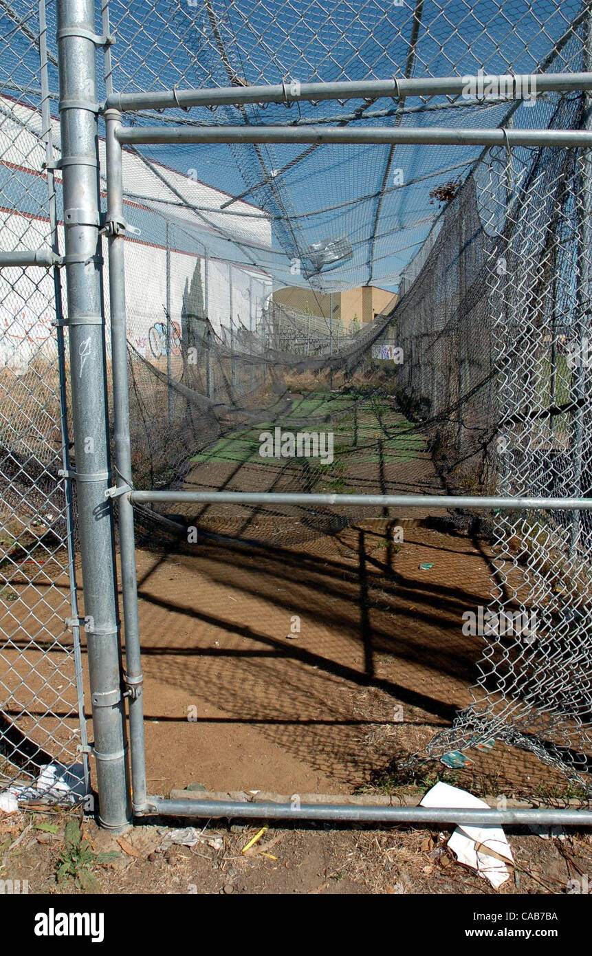 The Richmond High batting cage is missing bolts to hold the fence in