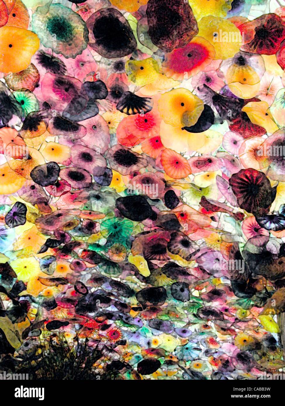 Jun 03, 2004; Los Angeles, CA, USA; Abstract glass flowers. Stock Photo