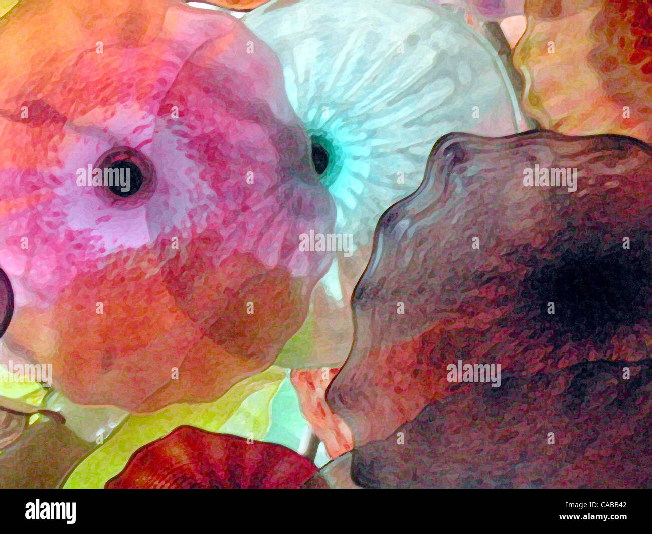 Jun 03, 2004; Los Angeles, CA, USA; Abstract glass flowers. Stock Photo