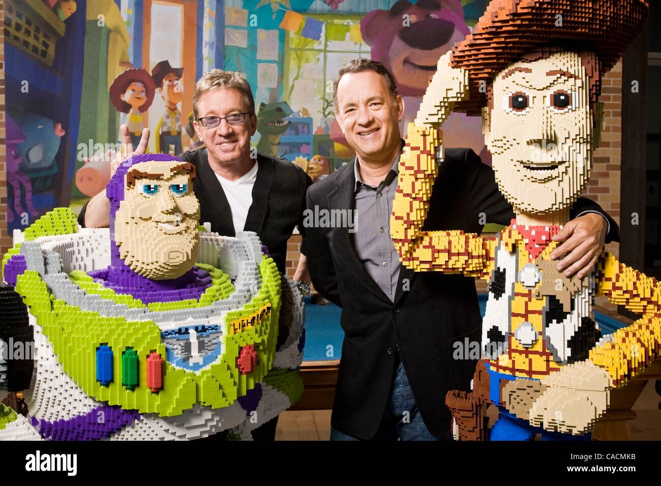 Jun 05, 2010 - Emeryville, California, U.S. - TOM HANKS (R) and TIM ALLEN are photographed at Pixar studios in Emeryville, CA during a press junket for 'Toy Story 3'. Hanks and Allen have provided the voices for the characters of Woody and Buzz in the Toy Story films over the past 15 years. (Credit  Stock Photo