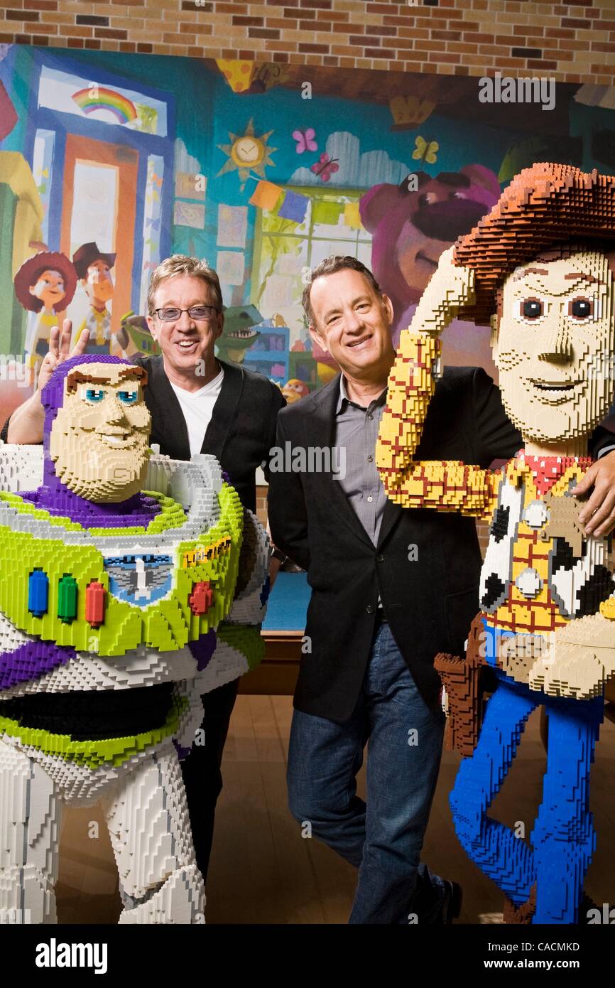 Jun 05, 2010 - Emeryville, California, U.S. - TOM HANKS (R) and TIM ALLEN are photographed at Pixar studios in Emeryville, CA during a press junket for 'Toy Story 3'. Hanks and Allen have provided the voices for the characters of Woody and Buzz in the Toy Story films over the past 15 years. (Credit  Stock Photo