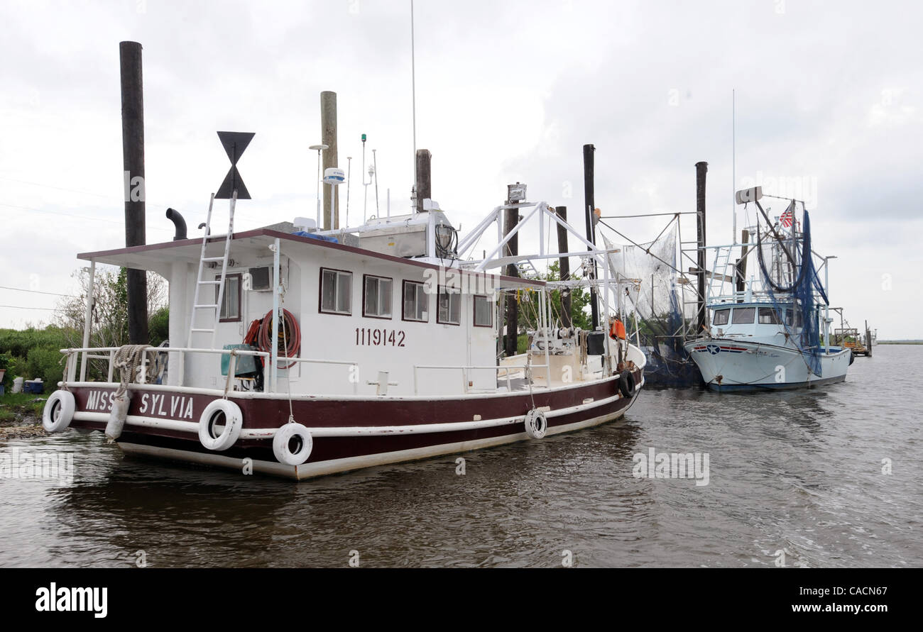 June 22, 2010 Port Sulphur, LOUISIANA, U.S. Idle fishing boats sit