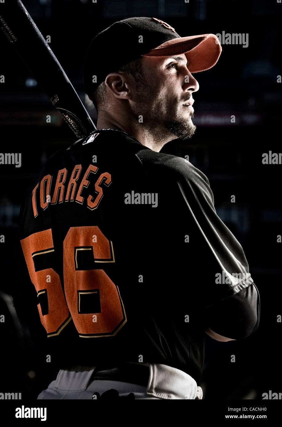 Aug. 13, 2010 - San Francisco, California, U.S. - San Francisco Giants outfielder ANDRES TORRES is photographed at AT&T Park. (Credit Image: © Martin Klimek/ZUMApress.com) Stock Photo