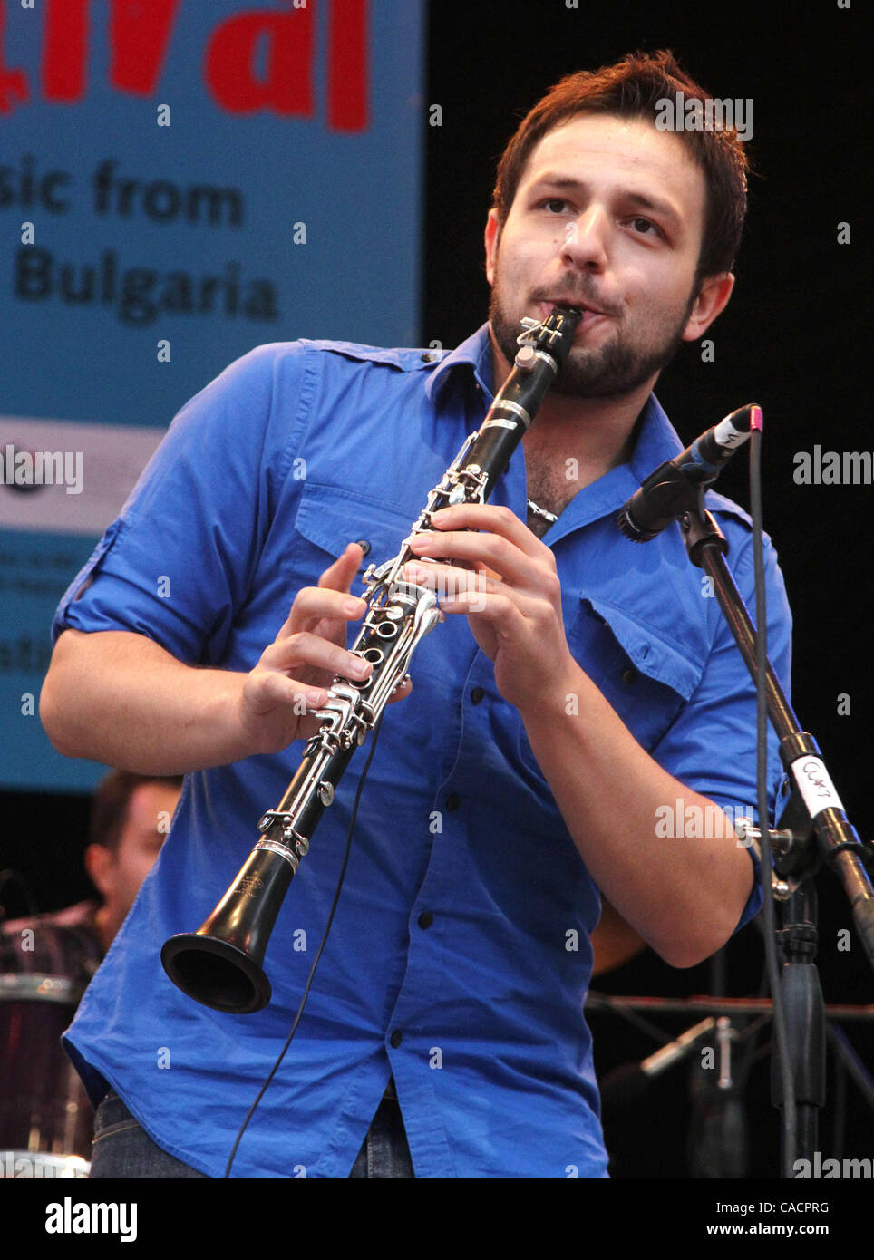 Sept. 26, 2010 - New York, New York, U.S. - Clarinetist ISMAIL LUMANOVSKI from the 'New York Gypsy All-Stars' performs during the New York Gypsy Festival as part of the Black Sea Roma Festival-a celebration of Gypsy music from Romania, Turkey, Ukraine and Bulgaria held at Summer Stage in Central Par Stock Photo