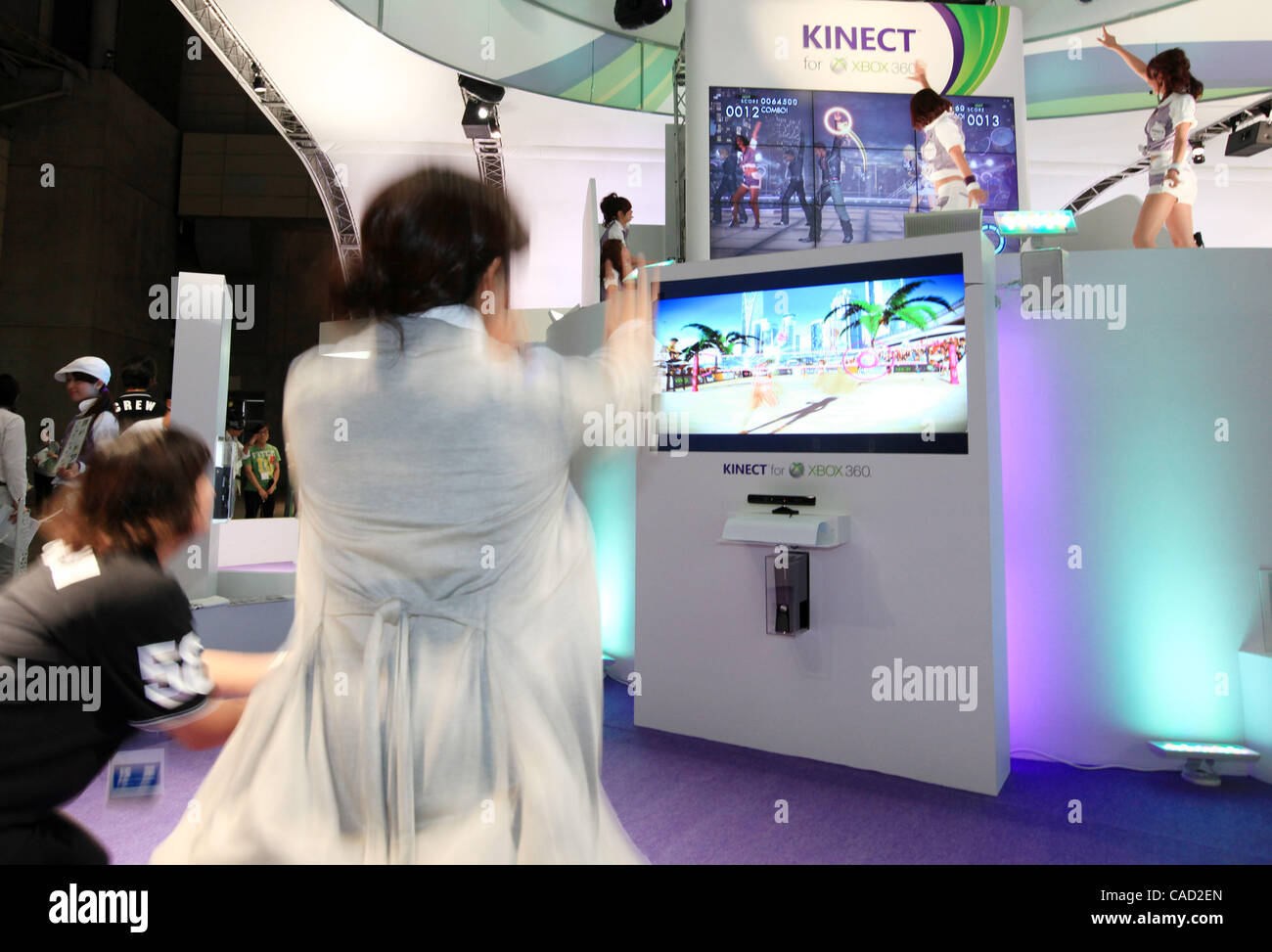 Sep 16, 2010 - Chiba, Japan - Visitors play games with Microsoft's new  Kinect game console for the Xbox 360 during the Tokyo Game Show 2010 in  Chiba City, Japan. 194 companies