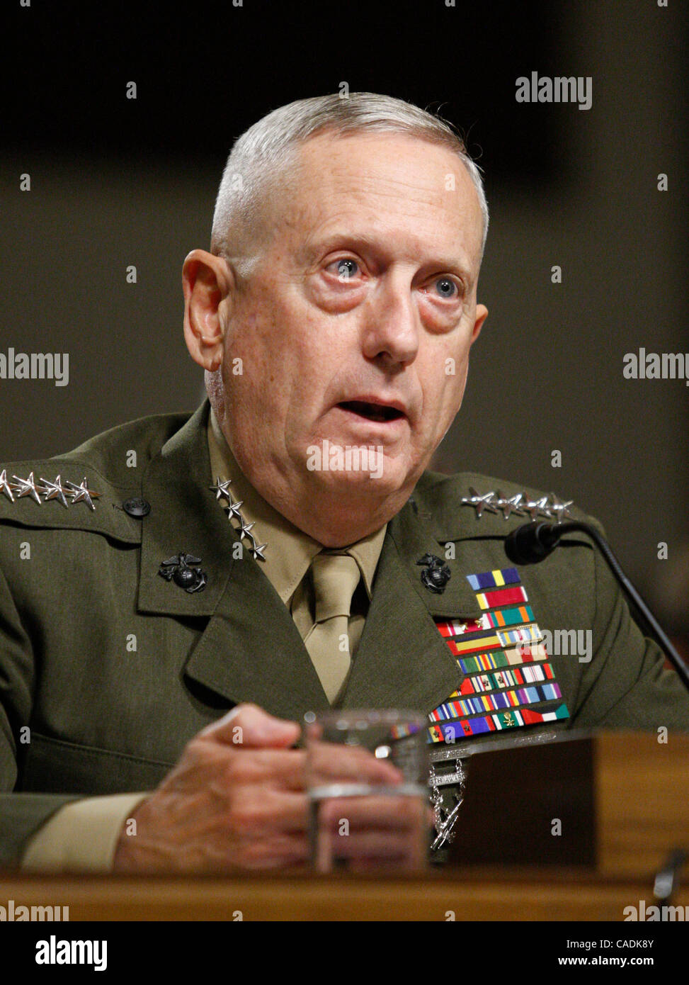 Jul 27, 2010 - Washington, District of Columbia, U.S. - Marine Corps Gen. JAMES MATTIS testifies before the Senate Armed Services committee for reappointment to the grade of general and to be commander of the United States Central Command on Capitol Hill.  (Credit Image: © Richard Clement/ZUMApress. Stock Photo