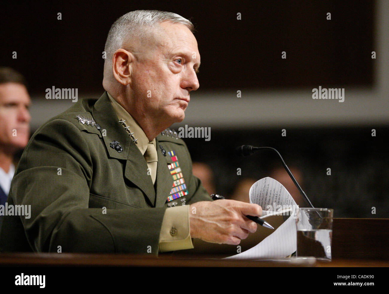 Jul 27, 2010 - Washington, District of Columbia, U.S. - Marine Corps Gen. JAMES MATTIS testifies before the Senate Armed Services committee for reappointment to the grade of general and to be commander of the United States Central Command on Capitol Hill.  (Credit Image: © Richard Clement/ZUMApress. Stock Photo