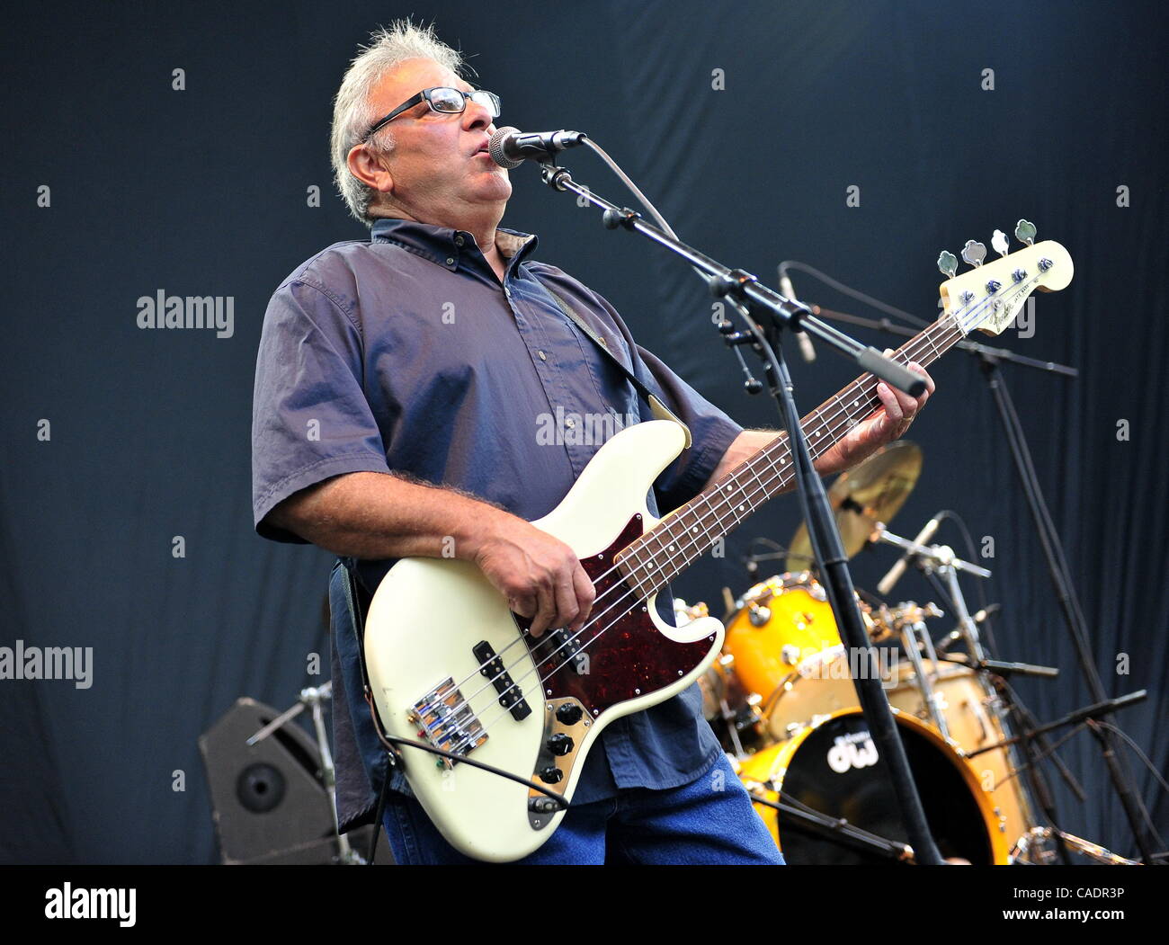 Conrad Lozano of the band Los Lobos performs a live show at the Santa