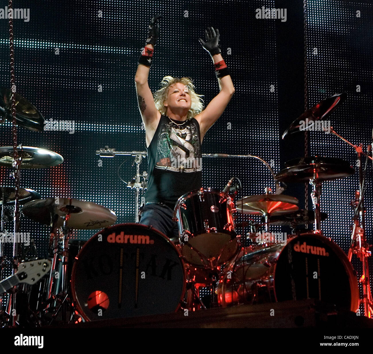 Aug 17, 2010 - Broomfield, Colorado, U.S. - Drummer JAMES KOTTAK of the Scorpions performs live at the 1st Bank Center in Broomfield, Colorado. (Credit Image: © Hector Acevedo/ZUMApress.com) Stock Photo