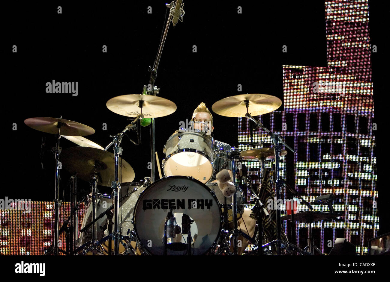 Aug 28, 2010 - Englewood, Colorado, USA - Drummer TRE COOL of GREEN DAY performs live at the Comfort Dental Amphitheatre (Credit Image: © Hector Acevedo/ZUMApress.com) Stock Photo