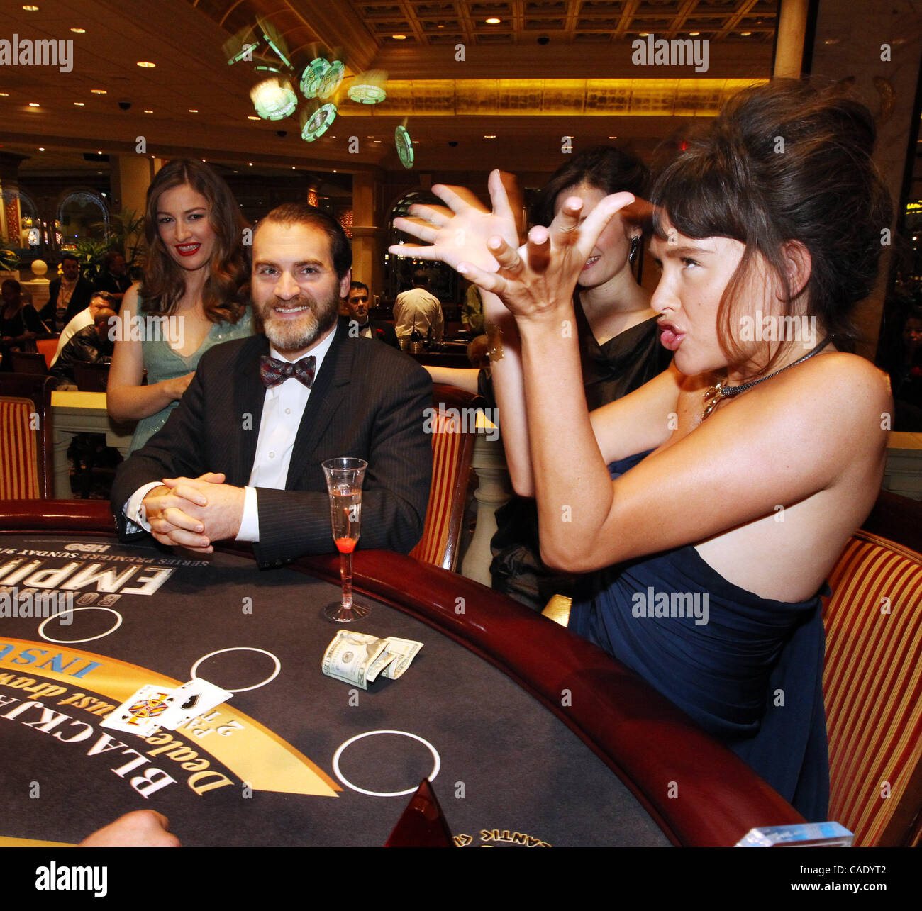 Sep 16, 2010 - Atlantic City, New Jersey, U.S. - PAZ DE LA HUERTA throws her chips in the air on Caesars casino floor high limit tables as they are in town for the HBO & Caesars Premier of  'Boardwalk Empire'  (Credit Image: © Tom Briglia/ZUMApress.com) Stock Photo