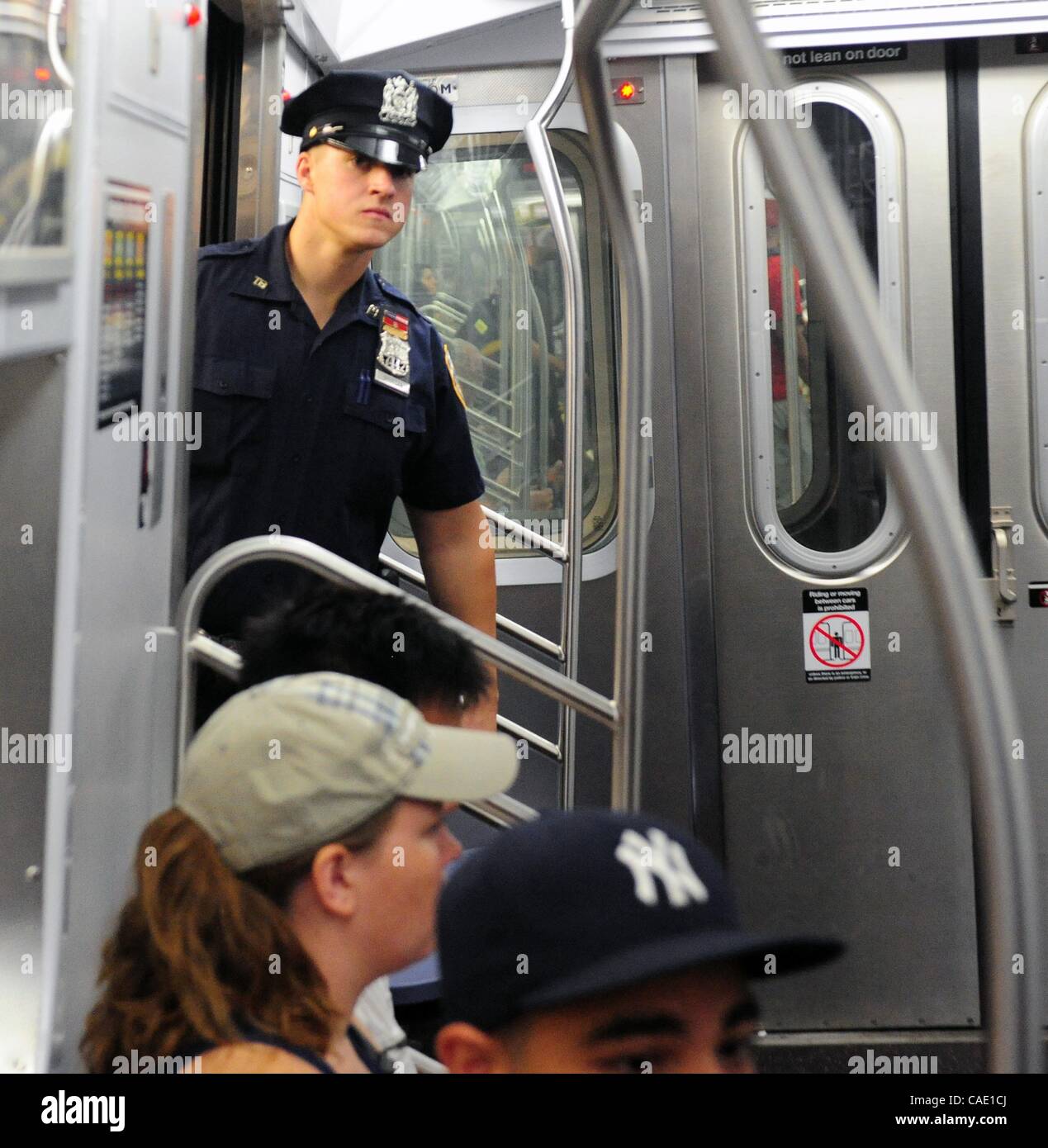 Aug. 19, 2010 - Manhattan, New York, U.S. - Members of the New York City Police Department patrol the subway system in Manhattan. (Credit Image: © Bryan Smith/ZUMApress.com) Stock Photo