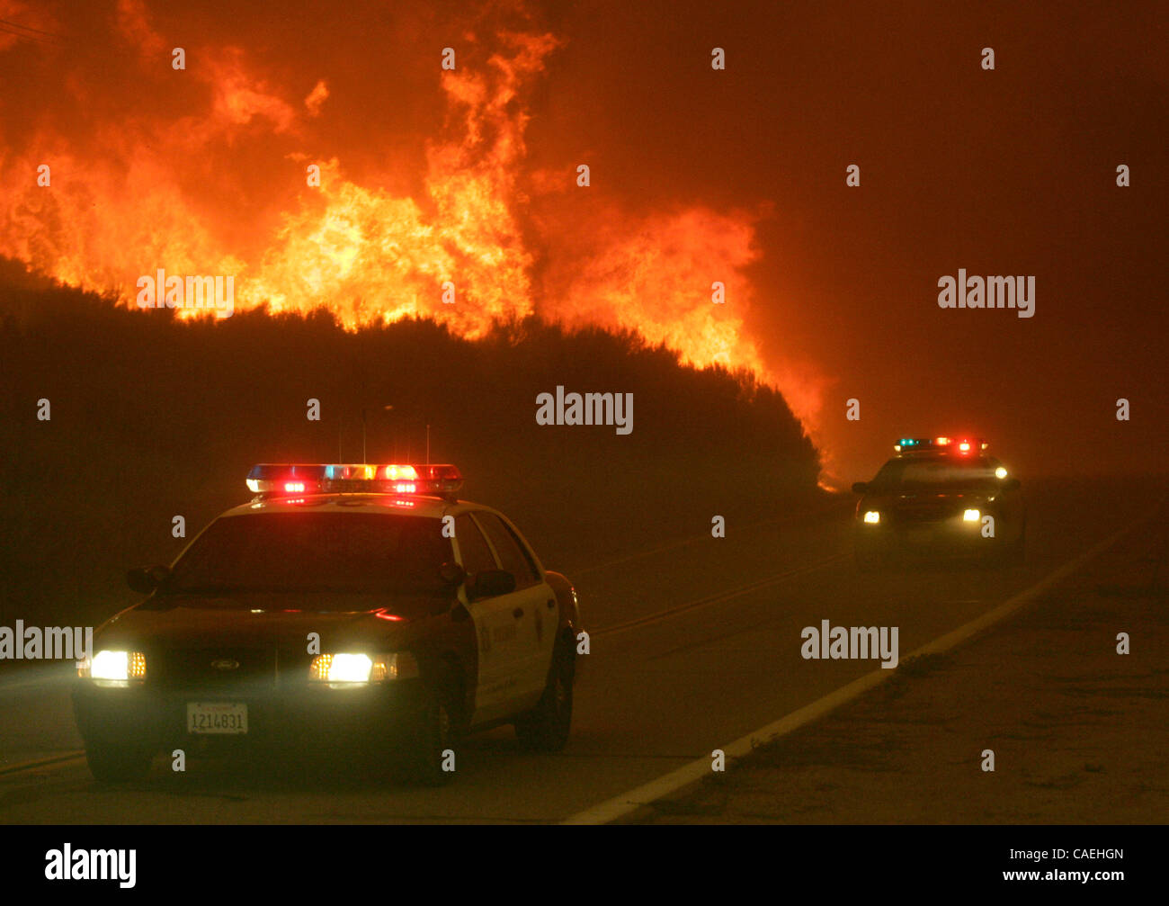 July 29, 2010 - Leona Valley, California, USA - Sheriff vehicles drive ...