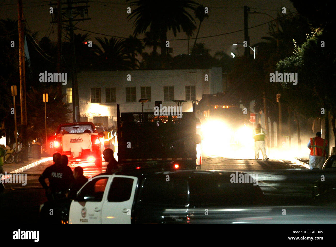 Aug. 24, 2010 Venice Beach, California, U.S Crew workers from a