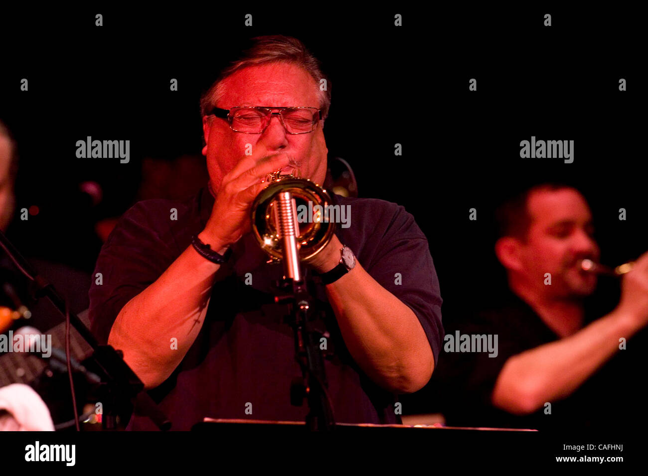 Arturo Sandoval plays the trumpet while leading his Mambo Mania Big