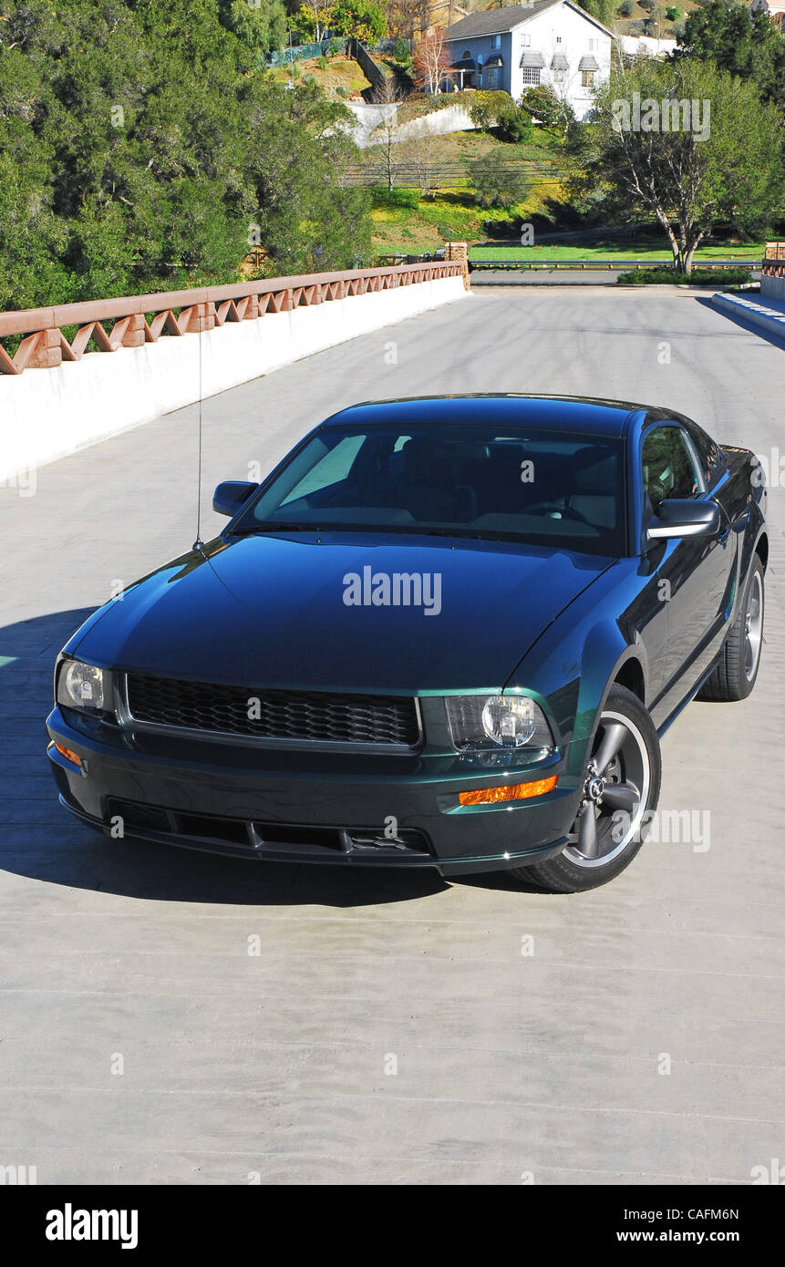 Feb 29, 2008 - Los Angeles, California, USA - Ford engineers modified the 2008 Mustang Bullitt's chassis and suspension to fine-tune handling and ensure the extra horsepower and torque from the 4.6 liter V8 is put to good use. The brakes also have been improved with more aggressive front carbon-meta Stock Photo