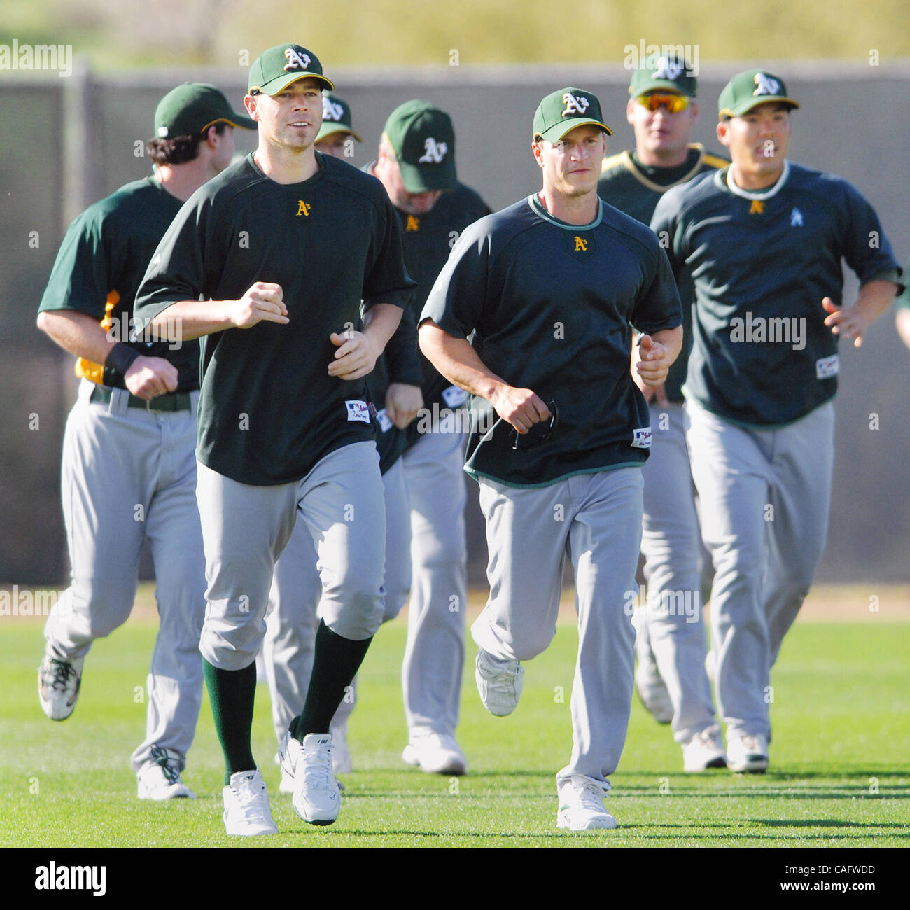 Oakland Athletics players, from left at front, Bobby Crosby and Mark ...