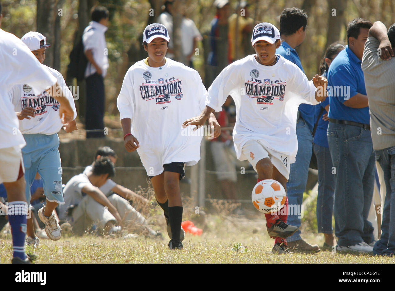 Feb 13, 2008 - San Gregorio, Diriamba, Nicaragua - Nicaraguan children  receive 2008 Super bowl XLII apparel intended