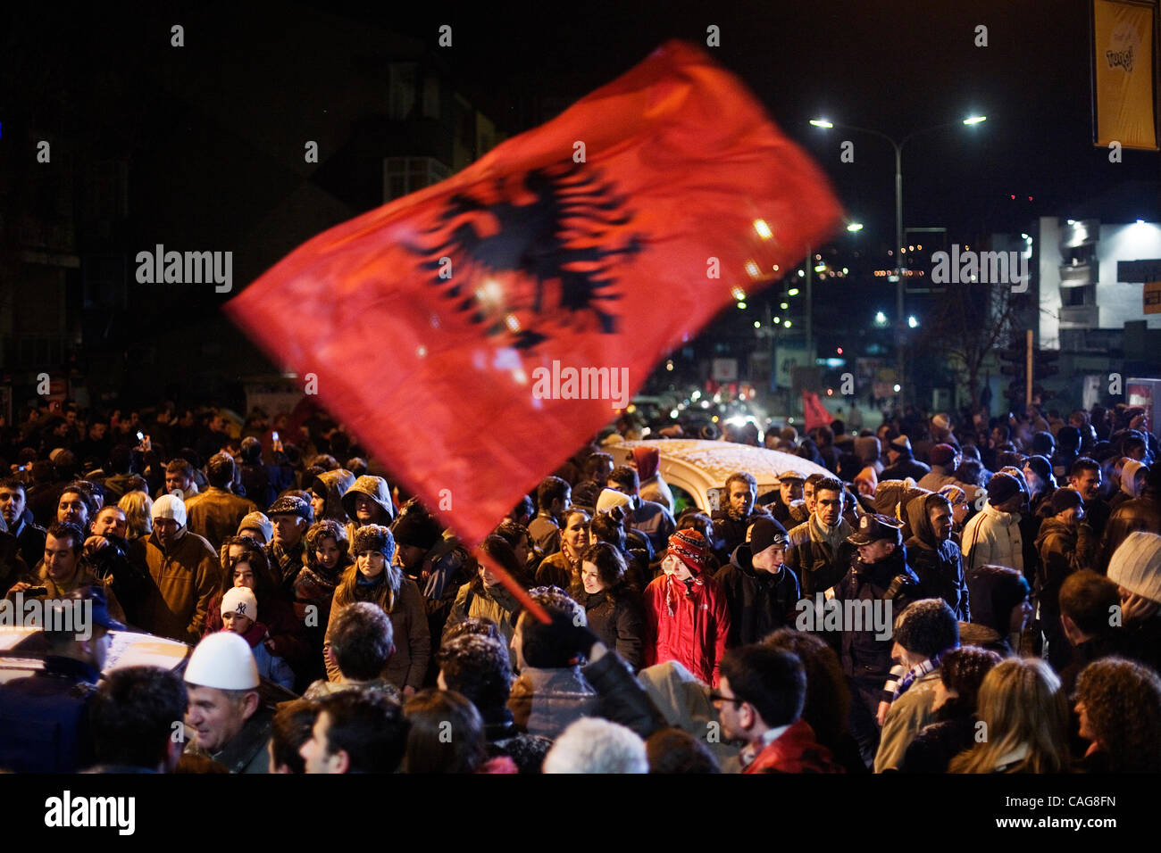 Feb 16, 2008 - Pristina, Kosovo - Ethnic Albanians celebrate the next