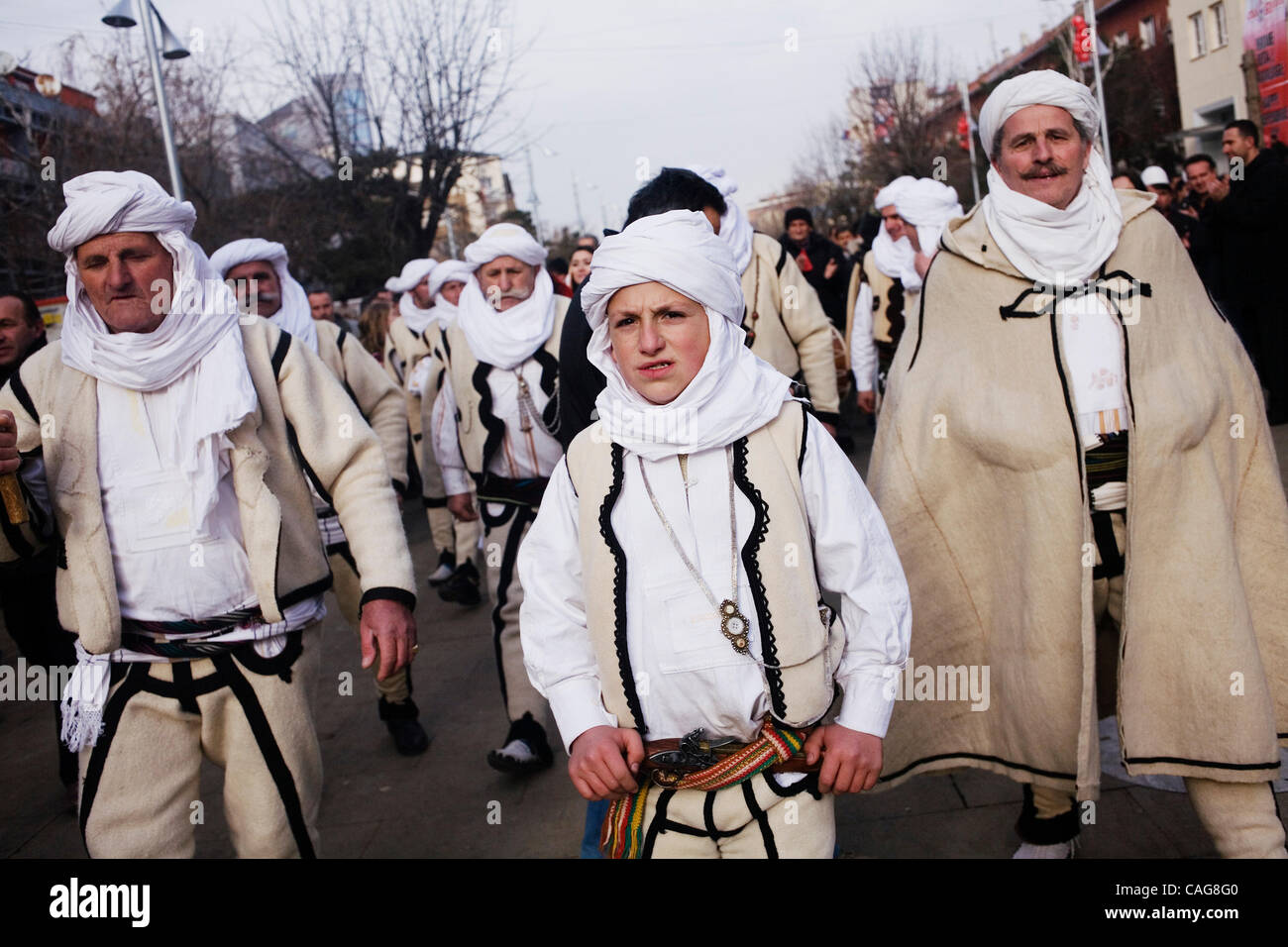 Feb 16, 2008 - Pristina, Kosovo - Ethnic Albanians celebrate the next