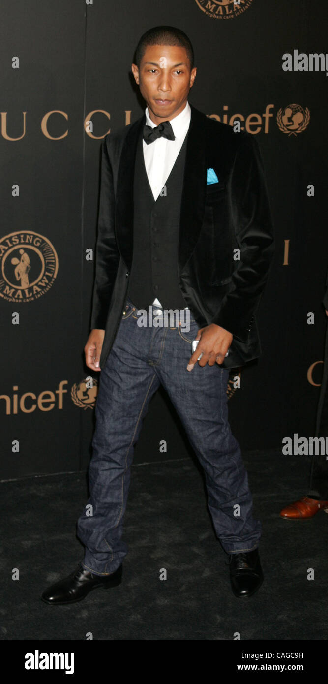Feb 06, 2008 - New York, NY, USA - PHARRELL WILLIAMS at the arrivals for  the Gucci and Madonna hosted fundraiser 'A Night To Benefit Raising Malawi  and Unicef' held at the