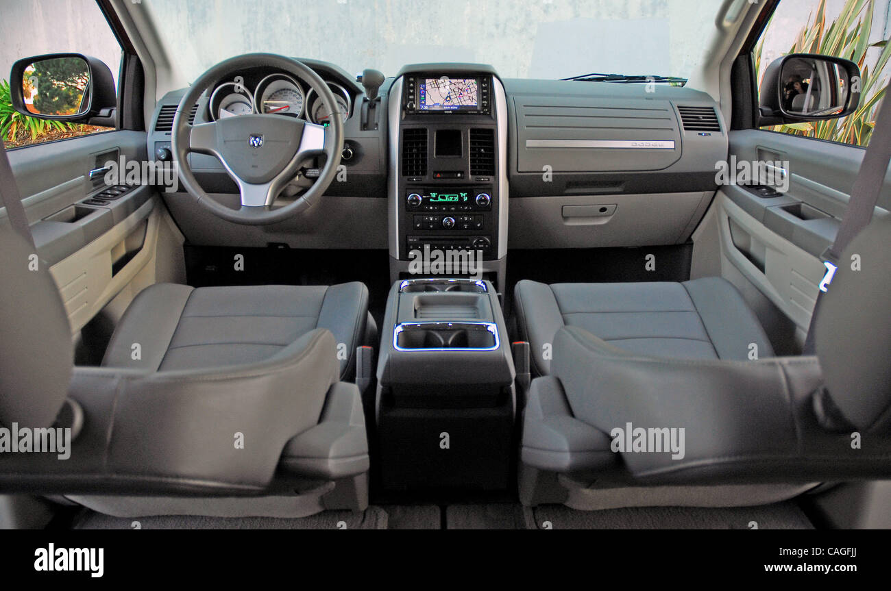Feb 08, 2008 - Los Angeles, California, USA - The all-new 2008 Dodge Grand Caravan re-writes the book on minivans with an all-new Swivel 'n Go seat system  Second-row captain's chairs rotate 180-degrees to face rearward for conversational seating, over a stow-away table-top. (Credit Image: © Harvey  Stock Photo