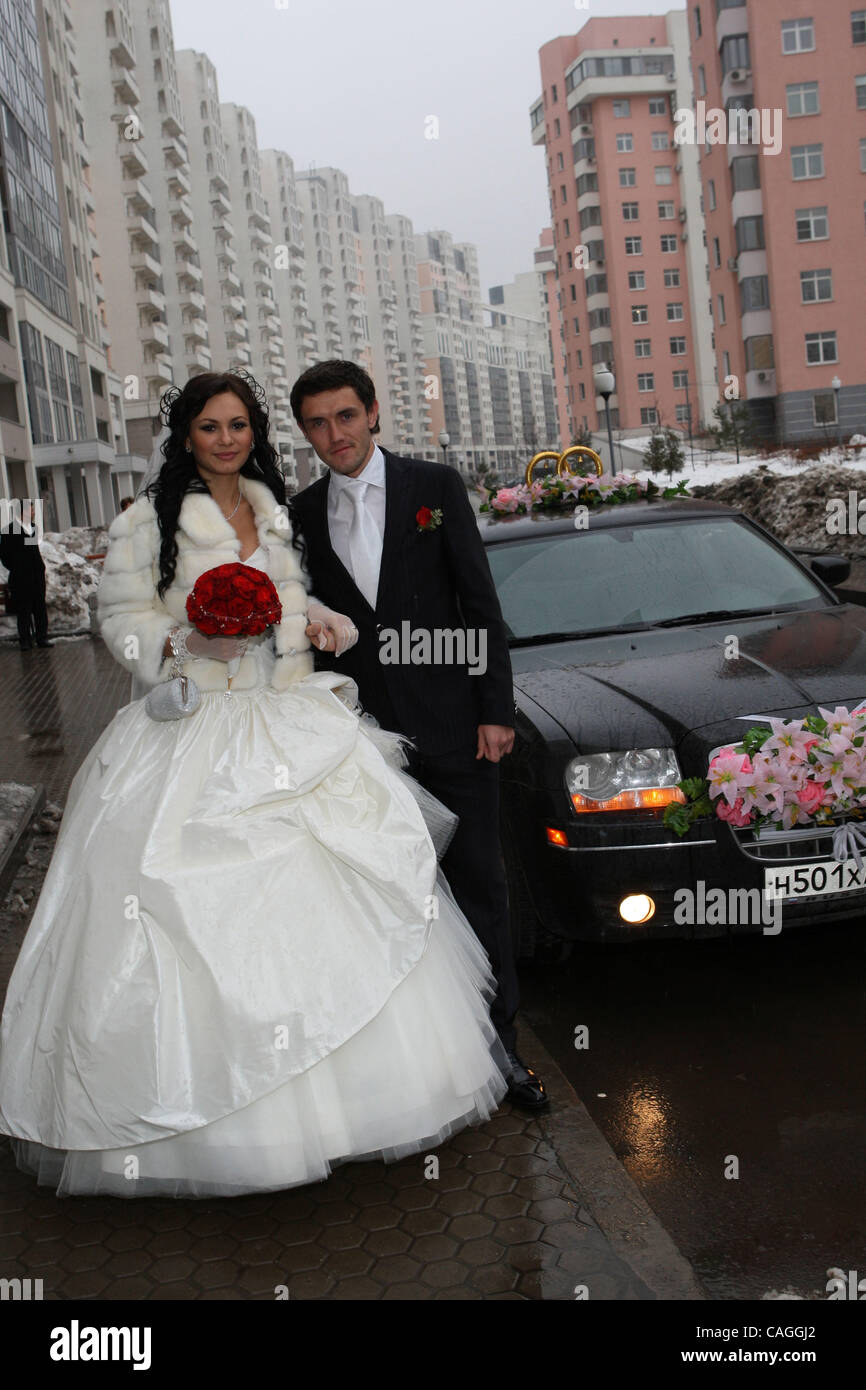Wedding ceremony of CSKA FC midfielder Yuri Zhirkov and russian model Inna Gracheva (both pictured)in Moscow Stock Photo