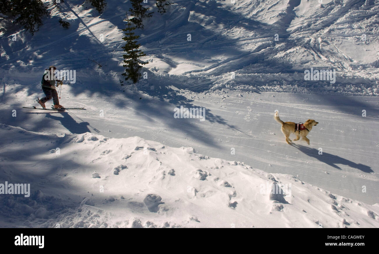 US Forest Service snow ranger Hank Hennessy (CQ) and his dog, Ginger