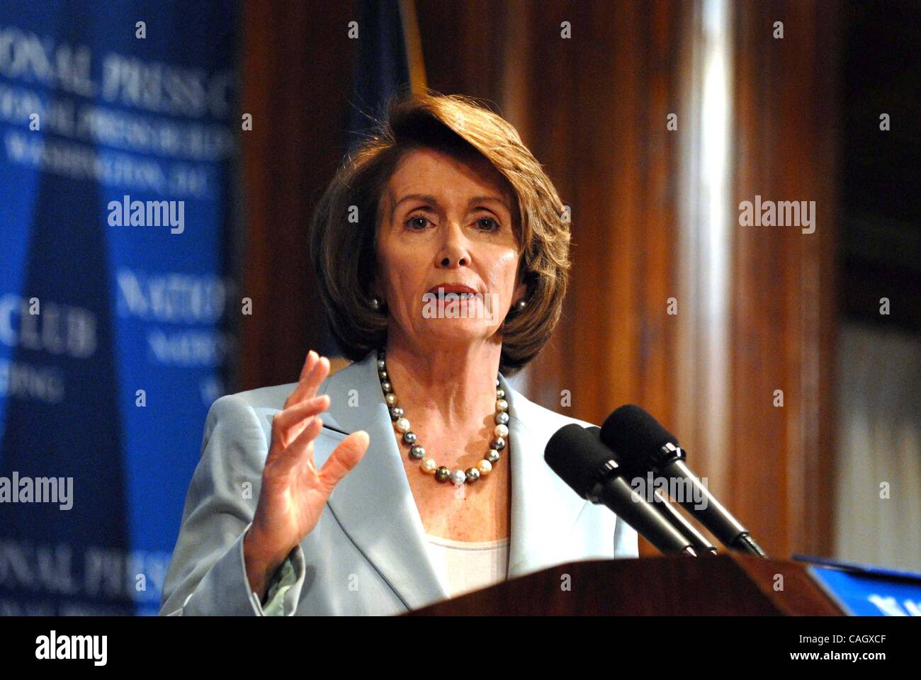 Jan. 25, 2008 - Washington, District of Columbia, U.S. - I12955CB.Speaker of the House Nancy Pelosi and Congressman Harry Reid speak to journalists about their views of the State of the Union prior to President Bush delivering his final State of the Union address. Washington, D.C. 01-25-2008(Credit  Stock Photo