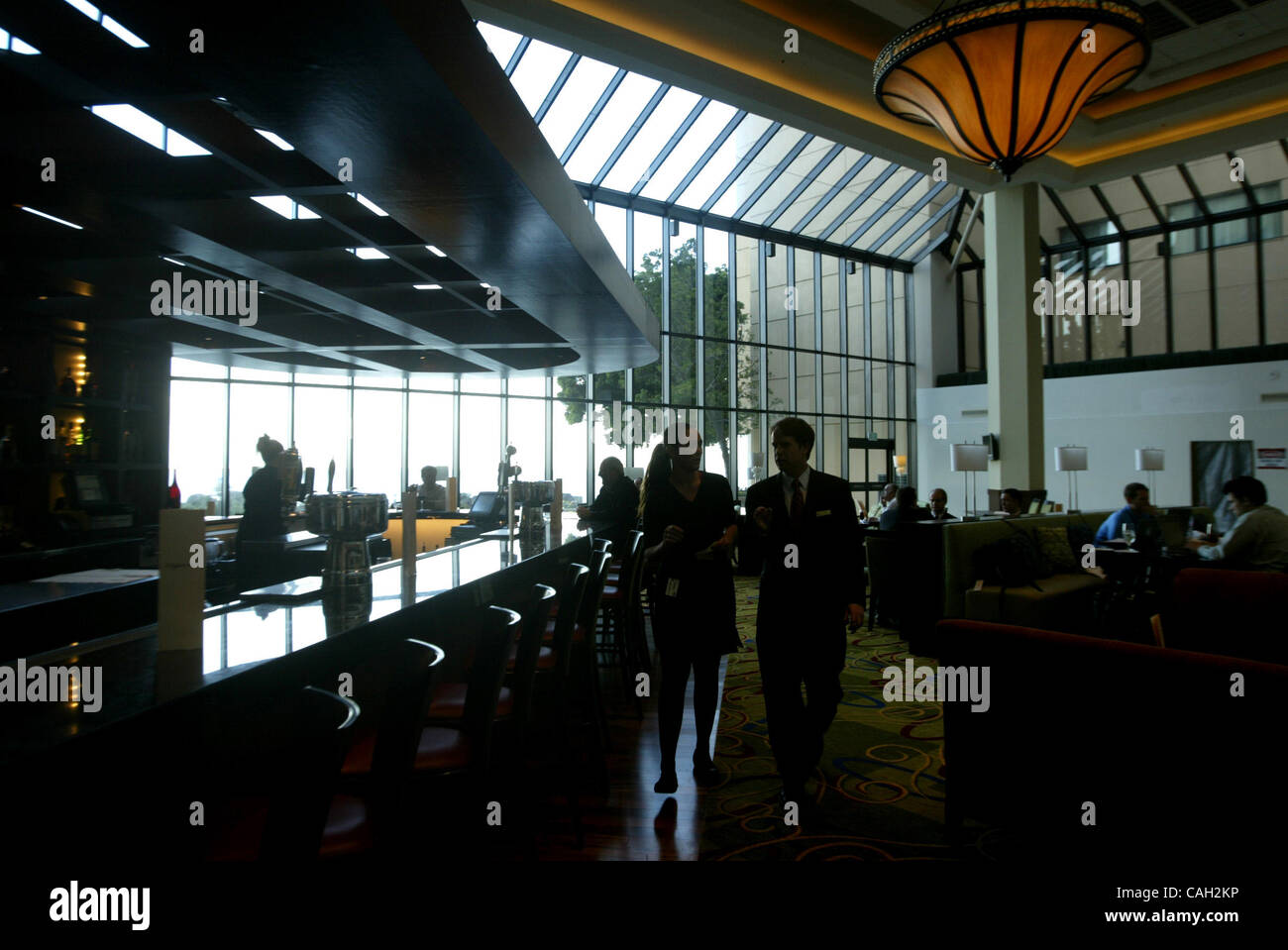 The lounge has been updated at the Marriott Hotel in Burlingame, Calif ...