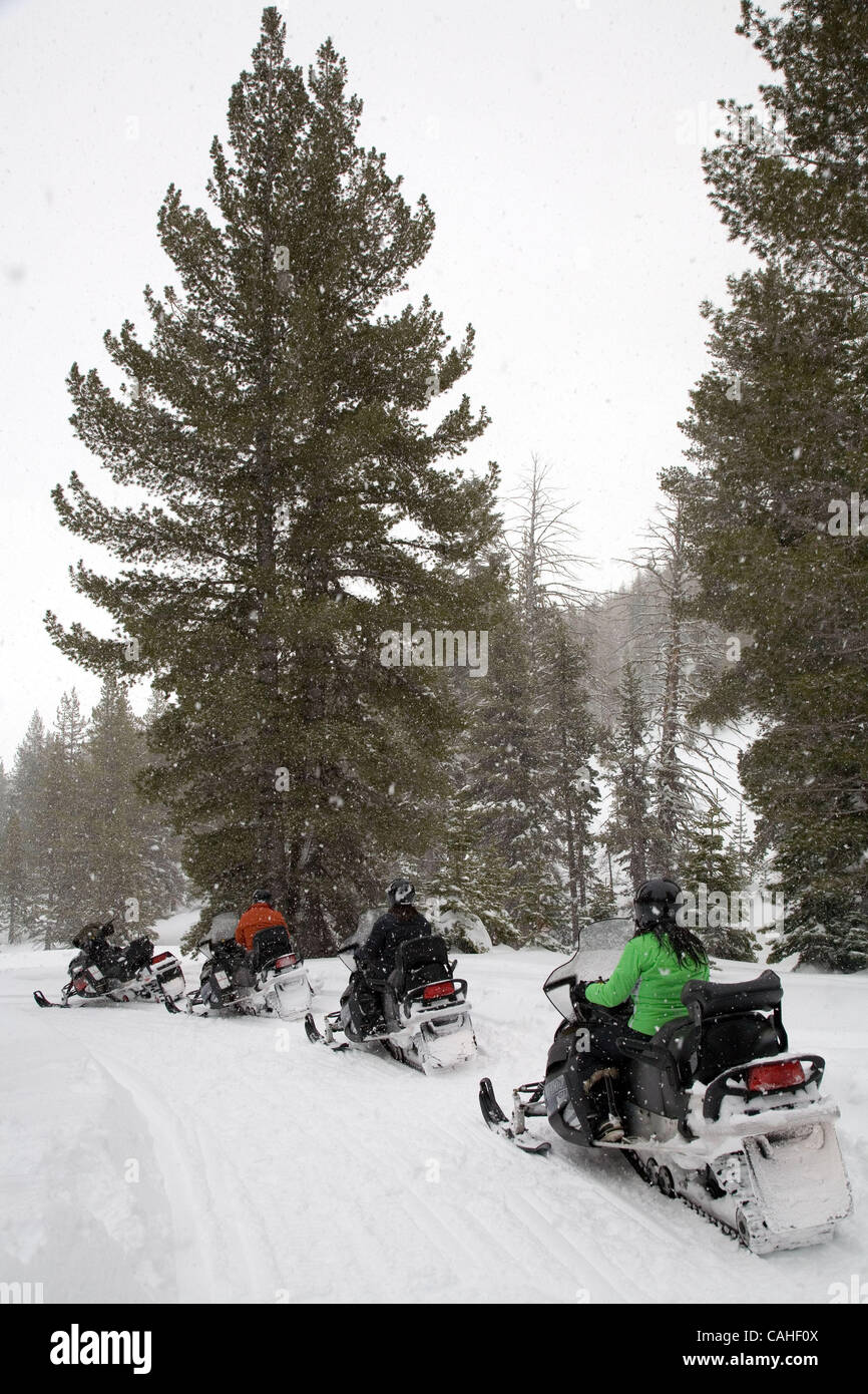 Jan 17, 2008 Lake Tahoe, Nevada, USA Snowmobiling at Zephyr Cove