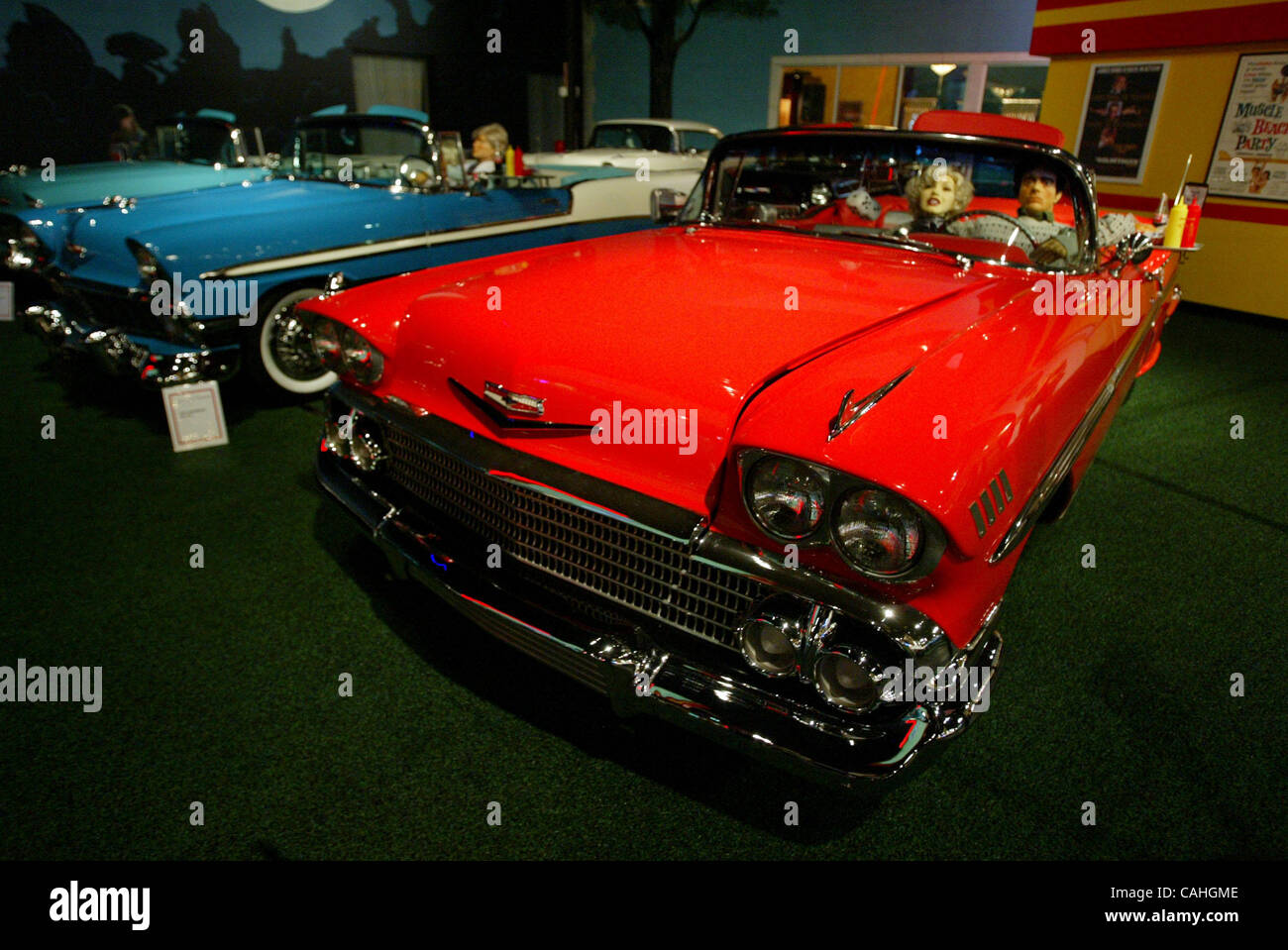 011808 met staluppi 10--Staff Photo by Uma Sanghvi/The Palm Beach Post-0047803A--For story by Jose Lambiet--North Palm Beach--Shown here is a 1958 Chevrolet Impala Convertible, from the private car museum of John Staluppi, photographed at a gala Friday night. NOT FOR DISTRIBUTION OUTSIDE COX PAPERS. Stock Photo