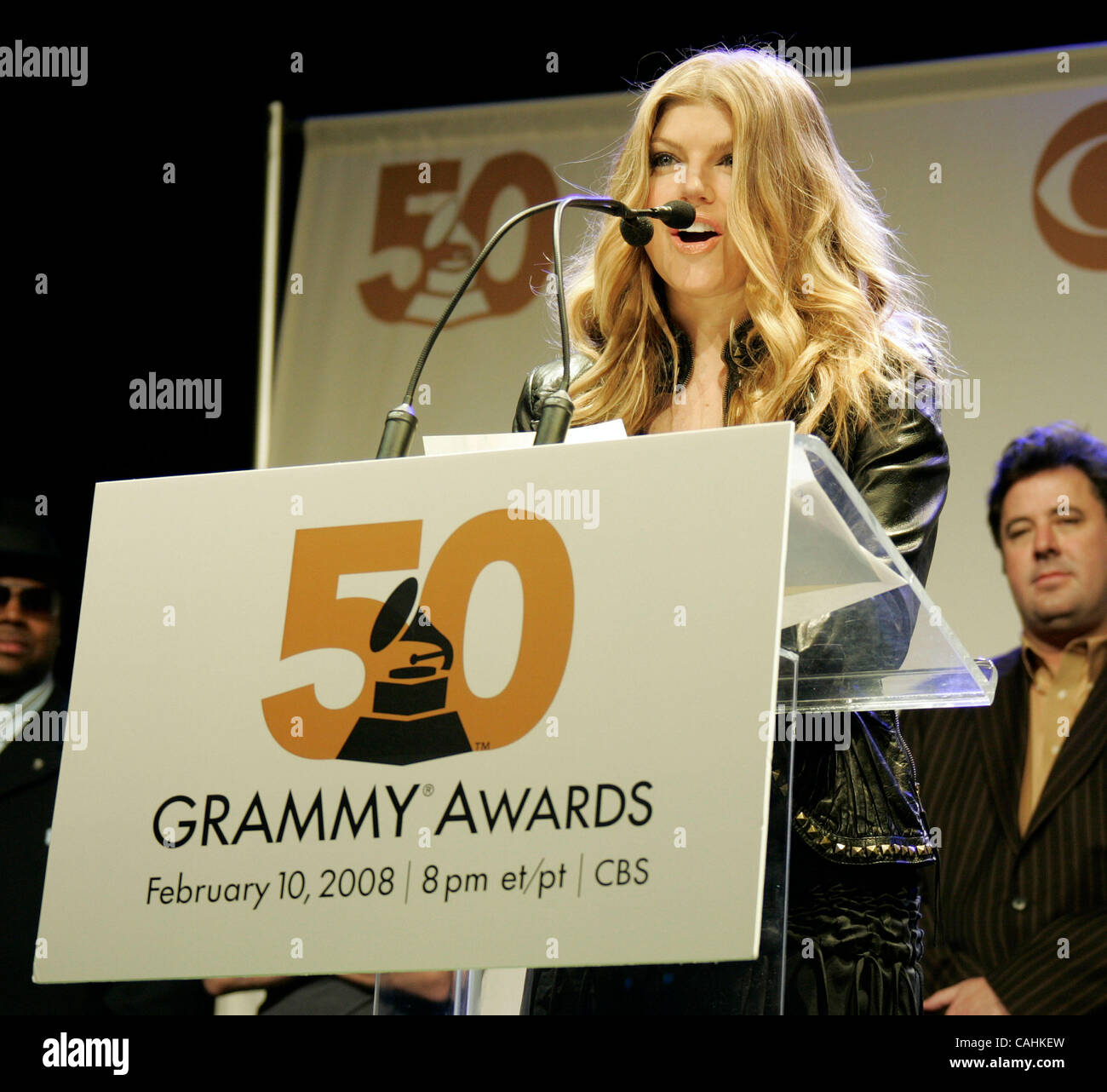 Dec 06, 2007 - Hollywood, California, USA - Singer FERGIE at the 50th Grammy Awards nominations announcement held at the Henry Fonda Music Box Theater in Hollywood. Kanye West leads with 8 nominations this year and Amy Winehouse follows with 6 nominations. (Credit Image: © Lisa O'Connor/ZUMA Press) Stock Photo