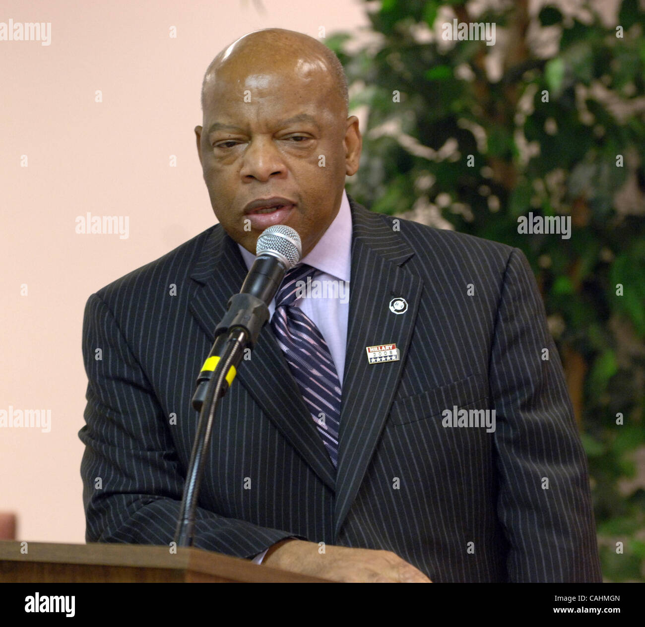 Dec. 8, 2007 - Charleston, South Carolina, USA - Congressman JOHN LEWIS introduces Former President BILL CLINTON before he delivers remarks of Healthcare Disparity to the AKA Graduate Chapter Monthly Business Meeting.  Former President Bill Clinton spent the day in Charleston speaking to various gro Stock Photo