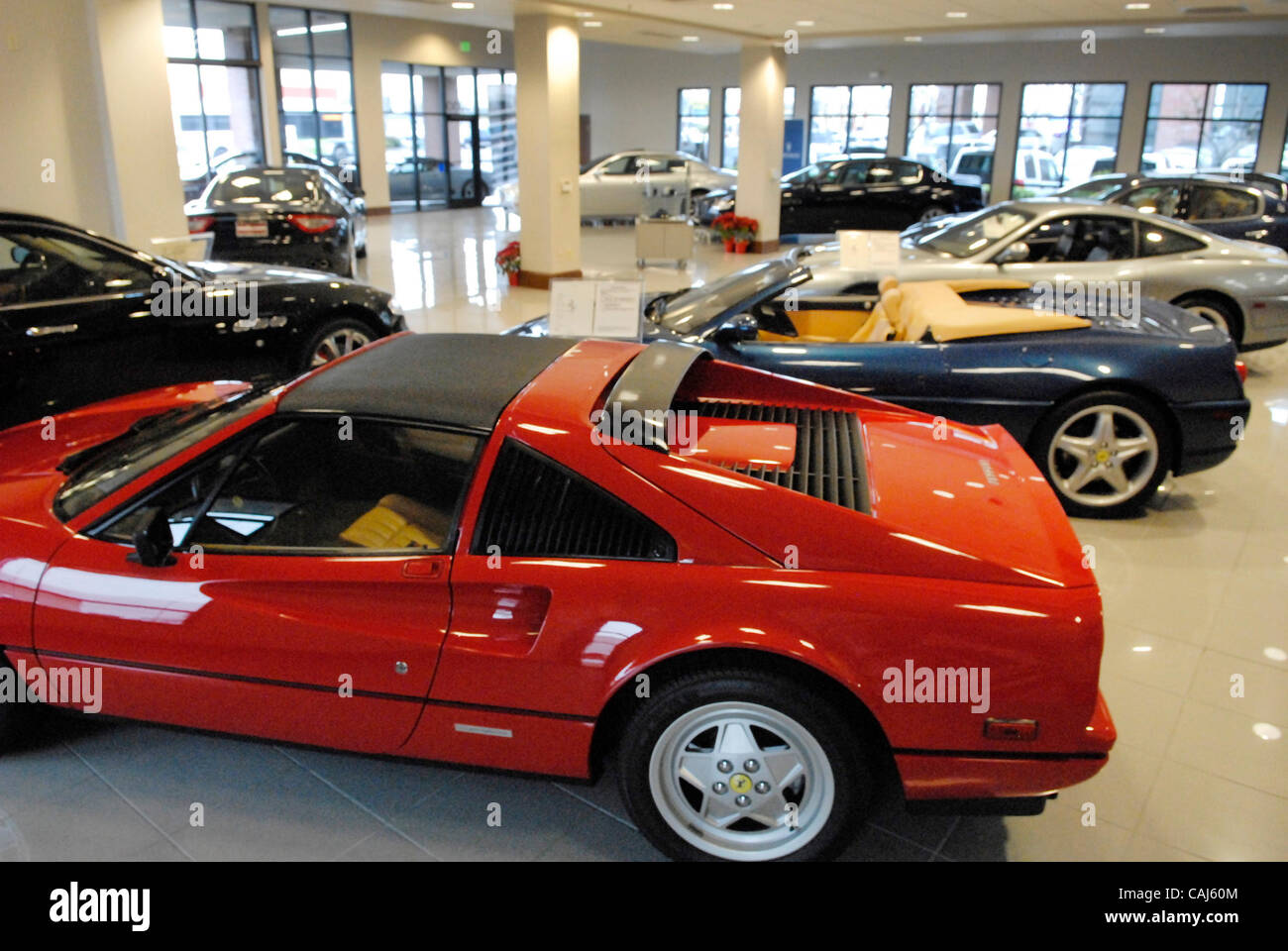 Ferraris and Maseratis shine on the showroom floor of the Niello