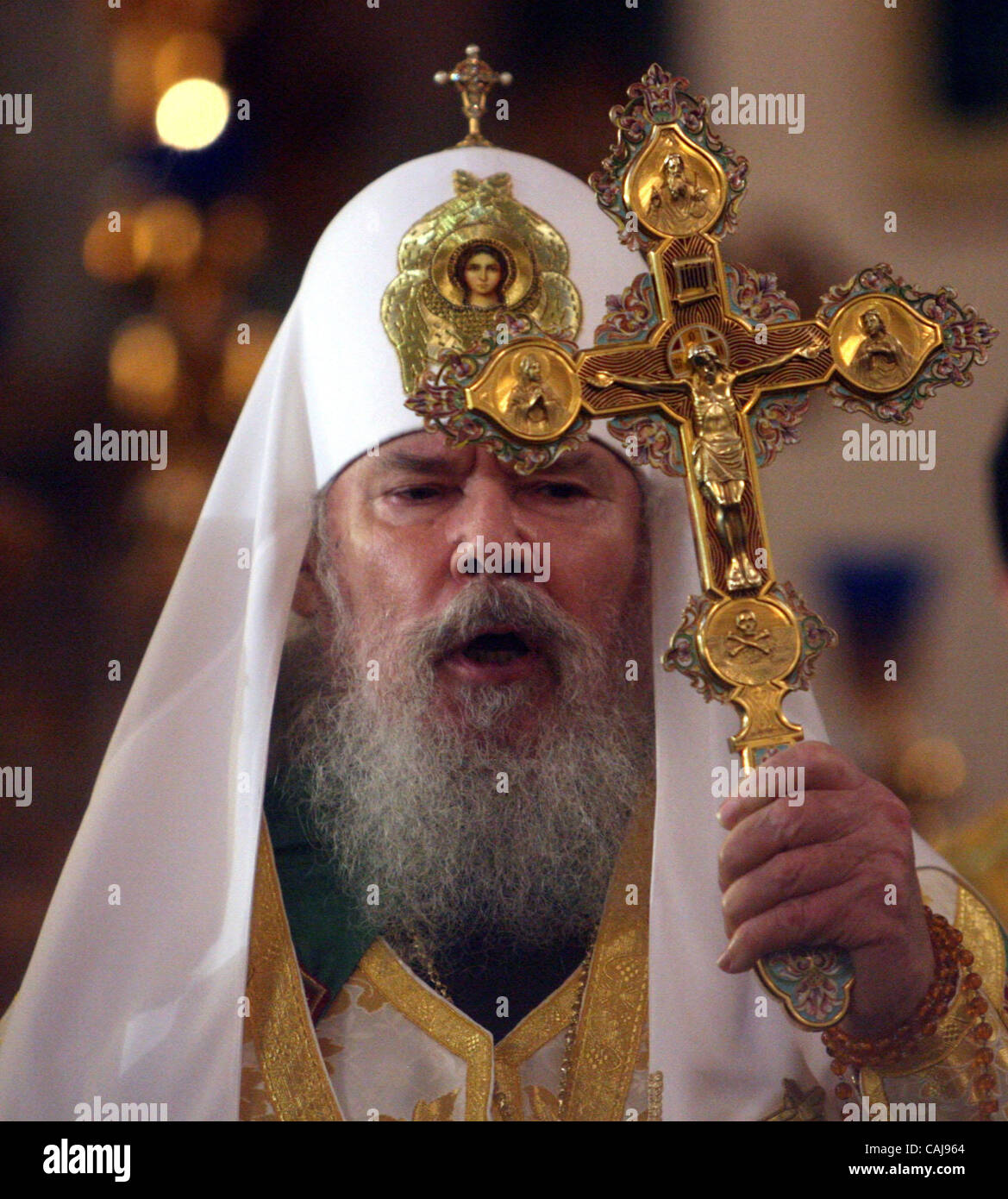 Patriarch Alexy II, who led the Russian Orthodox Church for 18 years, died at the age of 79 in his residency near the Russian capital on Friday morning, December 5th, 2008. Pictured: Patriarch of Moscow and All Russia Alexy II Stock Photo