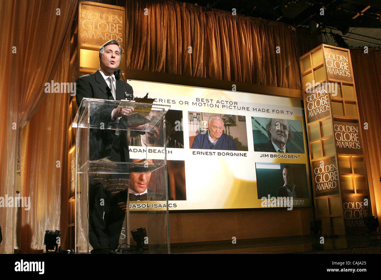 Jan 13, 2008; Hollywood, California, USA; TV Host JIM MORET annoucing