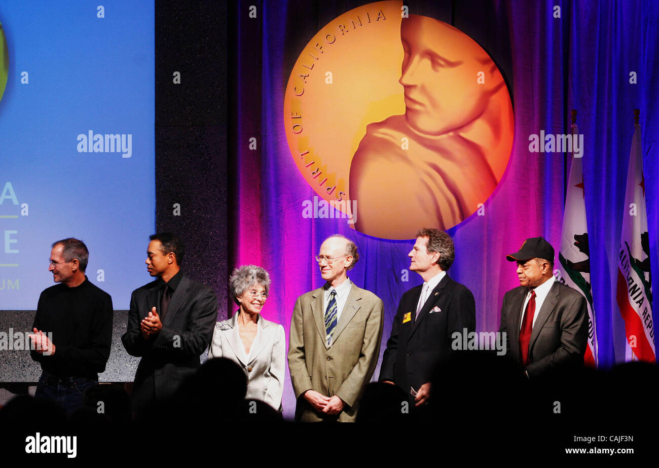 California Hall of Fame inductees (lR) Steve Jobs, Tiger Woods, Rita